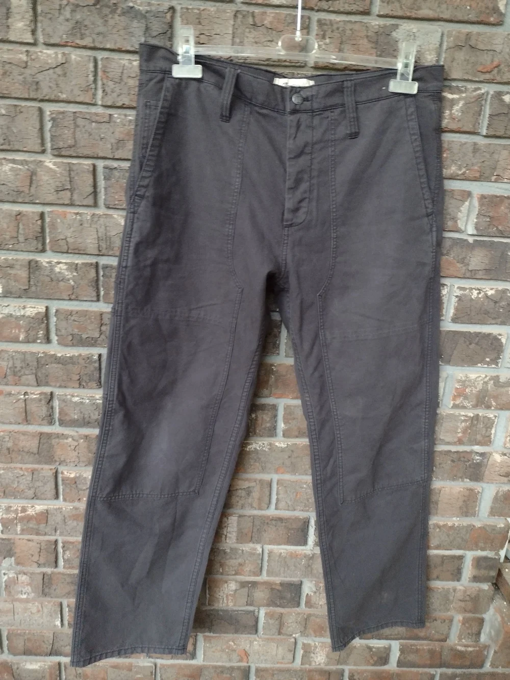 Madewell Pants Mens 35x31 DGray Canvas Relaxed Straight Double Knee Button fly